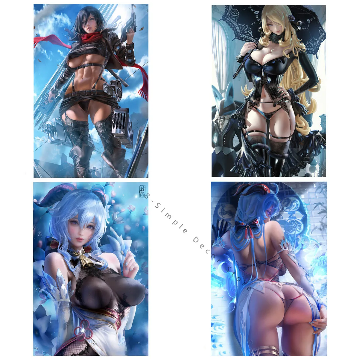 Genshin Impact League Of Legends Canvas Painting Wall Art Poster Sexy Game Poster Japanese Game Anime Poster Room Home Decor