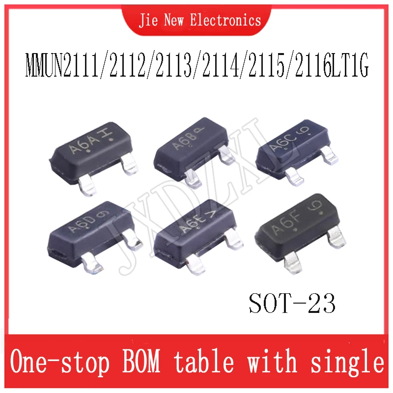 50PCS SOT-23 MMUN2111LT1G MMUN2112LT1G MMUN2113LT1G MMUN2114LT1G MMUN2115LT1G MMUN2116LT1G SMD Bipolar digital transistor