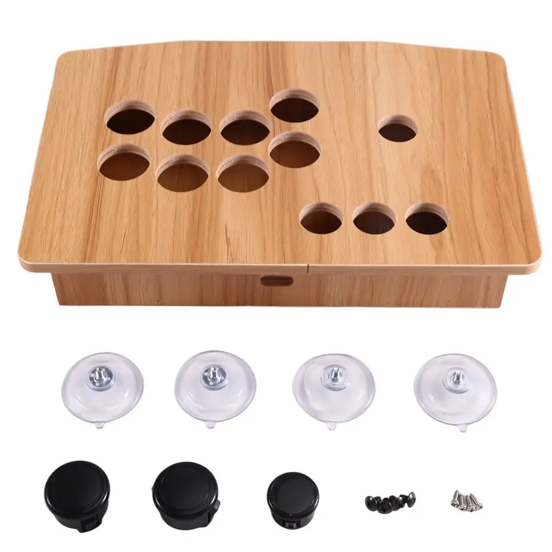 ABZW Home USB Arcade Joystick Case Panel Wood DIY Fighting Gamepad For PC Mobile Game Accessories