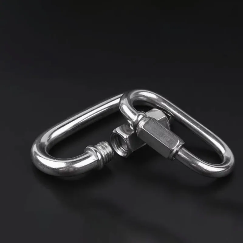 1/2PCS Stainless Steel Carabiner Snap Hook Camping Climbing Chain Heavy Duty Quick Connector D Shape Locking Carabiner M4 M5 M6