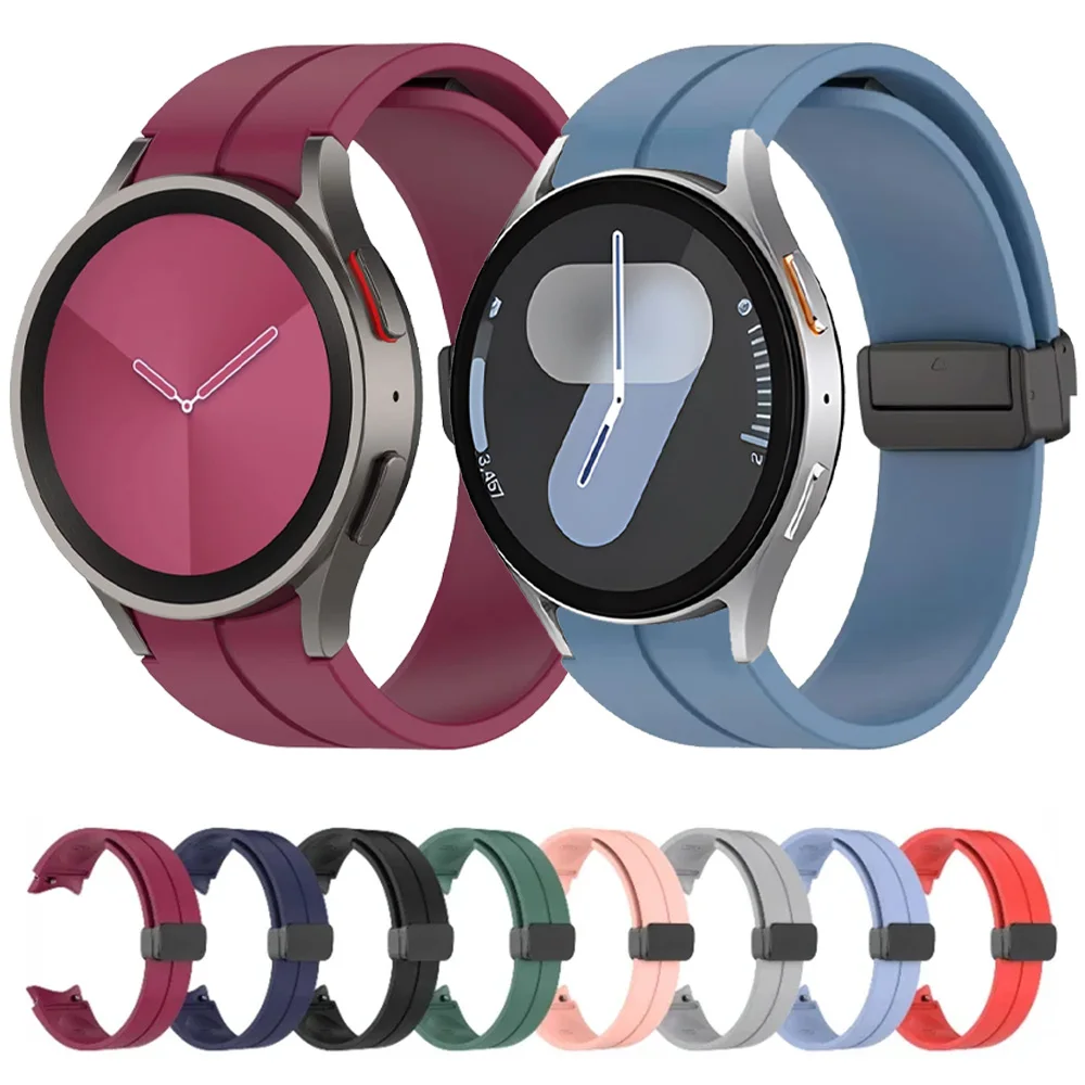 Silicone Strap For Samsung Galaxy Watch 6 Classic 47mm 43mm 5 Pro 45mm Magnetic Buckle Replaceable Belt Watch 7 6 5 4 44mm 40mm