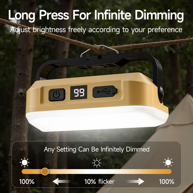 ソーラー充電式防水キャンプランタンled、4つの光源、無段階調光、超長時間駆動、マグネット付き、テント用多機能非常灯、アウトドア緊急照明
