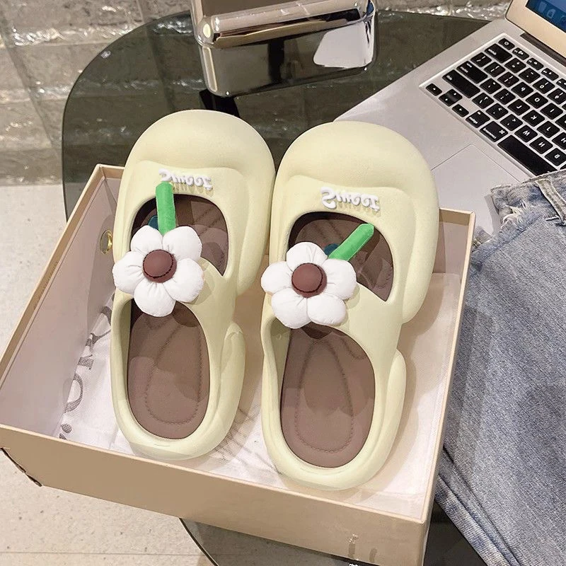 Baotou Semi-sandal Slippers For Women, Summer Outer Wear, Fashionable And Casual, Trendy Home Non-slip Thick-soled Beach Slipper