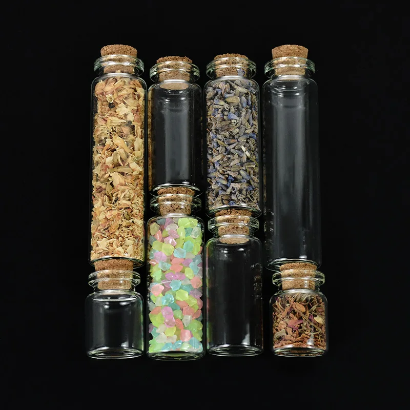 

5pcs Transparent Clear Bottles with Cork Stopper Empty Spice Bottles Jars Mini Glass Container Bottle DIY Crafts Wishing Bottle