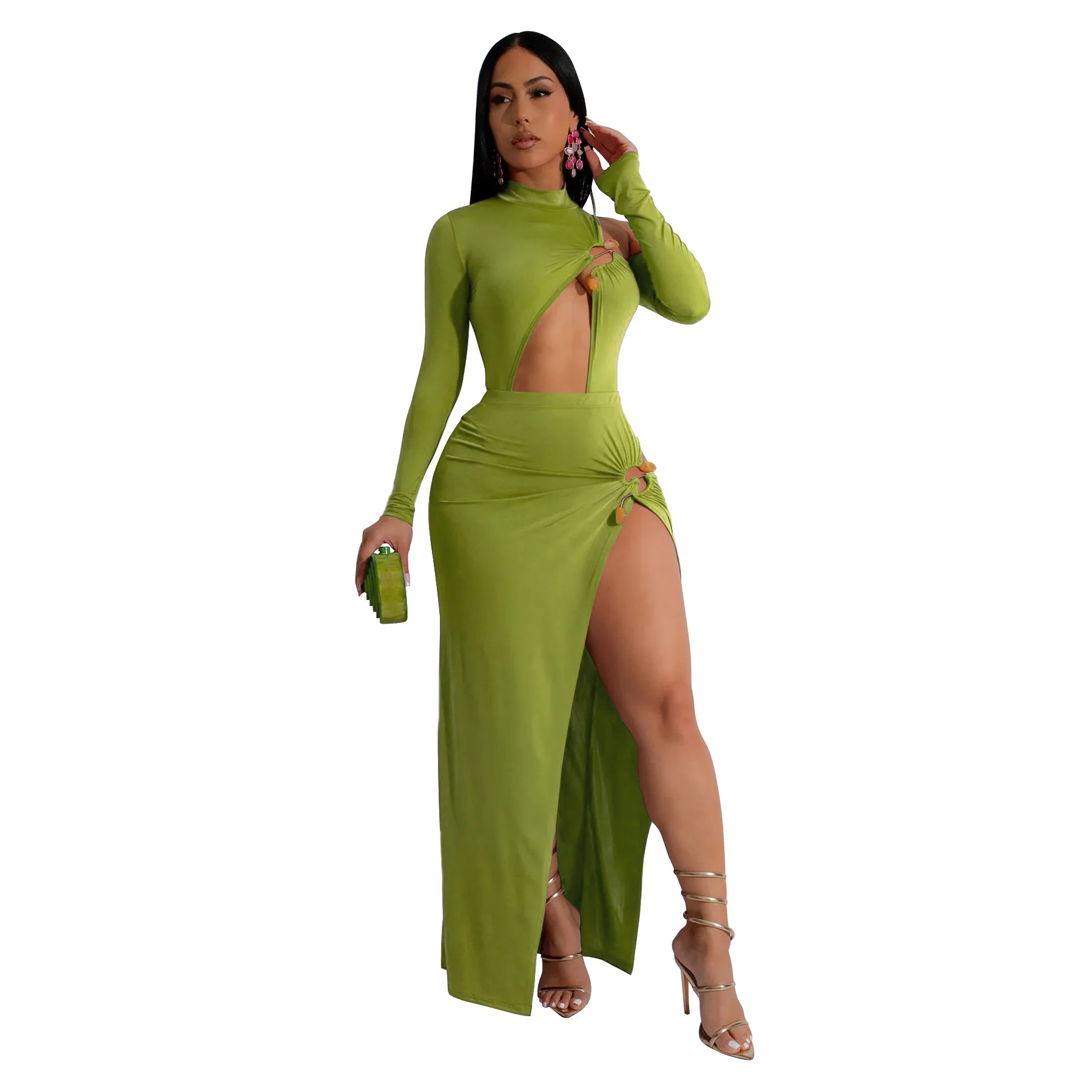 Beach Bath Woman 2024 Sexy Cover Up Swimwear Bathing Suit Three Dimensional Irregular Half Skirt Set New Polyester Spandex Solid