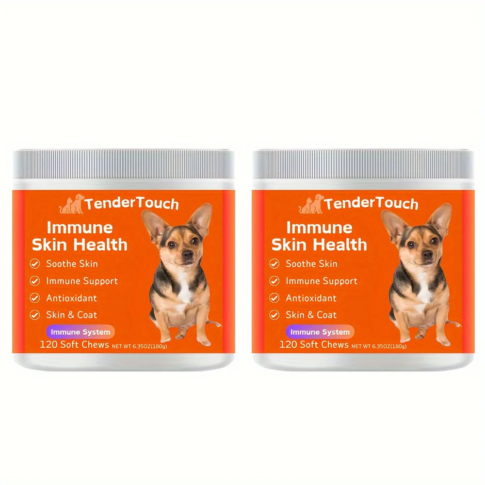 

240 Chews - 2 Pack (2 x 180g/6.35oz) 360g/12.7oz - TenderTouch Allergy & Immune Supplement for Dogs - Dog Allergy Support