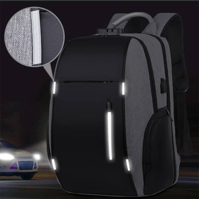 Mochila antirrobo para hombre, morral de viaje con carga USB de 22L, 15,6 pulgadas, impermeable, para deportes al aire libre y escuela