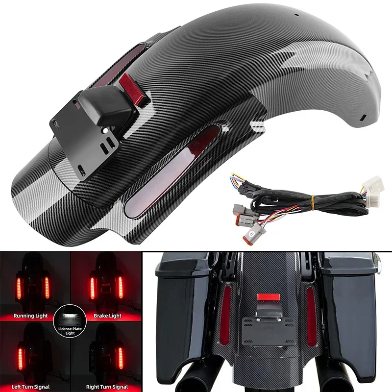 

1 PC Motorcycle Rear Fender Extension Fascia Set W/LED Light Mudguard For Harley Touring Electra Glide Road King FLHR 2009-2013