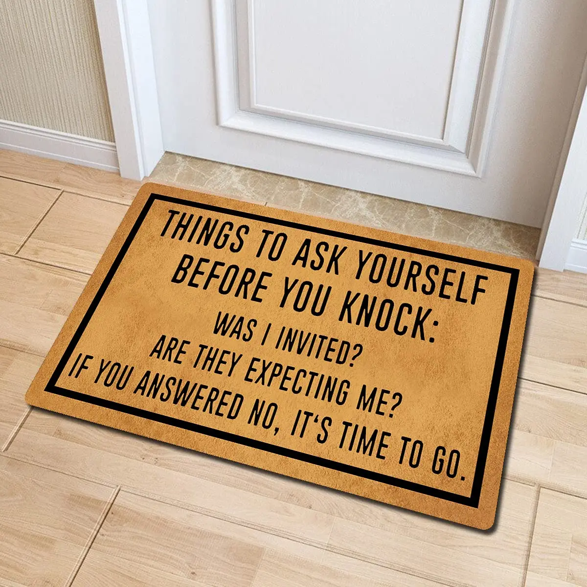 Things to Ask Yourself Before You Knock Doormat Rubber Bathroom Kitchen Mat Garden Garage Door Floor Mat Non-Slip Carpet Rug