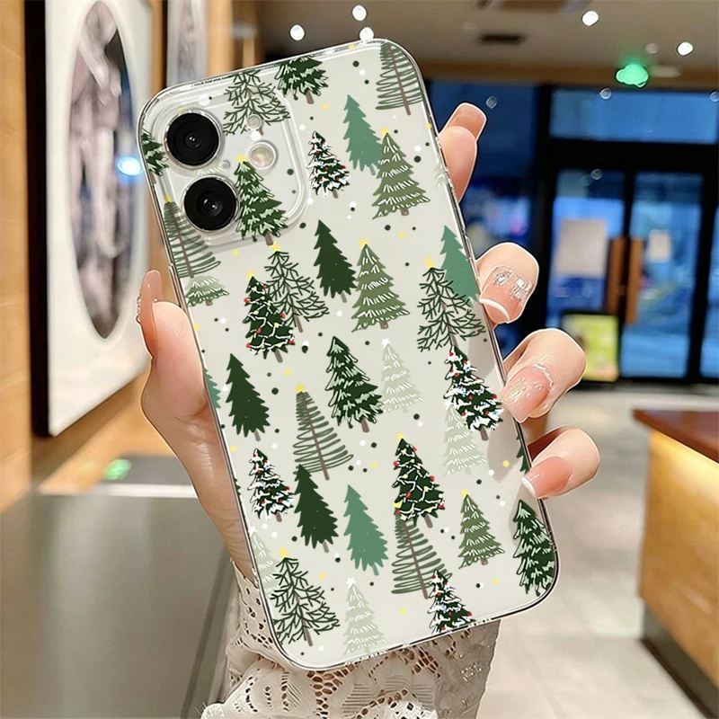 Winter Snowflake Christmas Tree Clear Phone Case For iPhone 17 16 18 Pro Max 15 14 13 12 11 X XS XR 7 8 Plus 16E Air Soft Cover - view 2