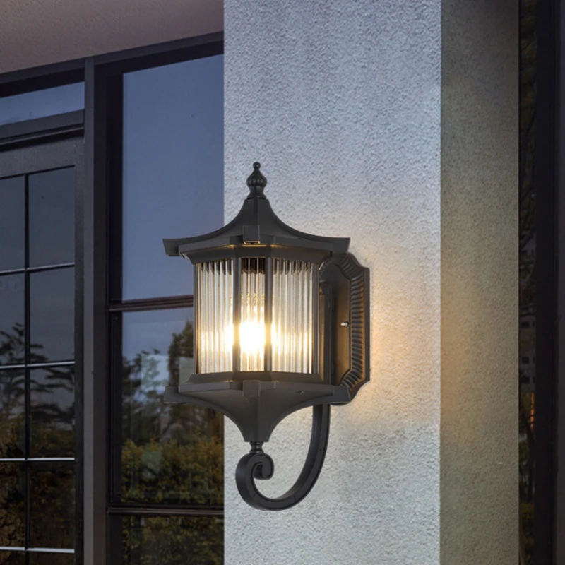 

Черный уличный настенный светильник, бра из стекла, для сада, отеля, дома, двора, прихожей, водонепроницаемый