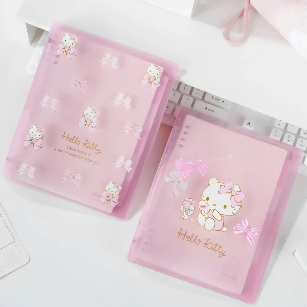 Genuine Sanrio Hello Kitty Pink A5 Loose Leaf Journal PP Cover 40 Lined Pages 5 Dividers for Daily Notes Study and Planning