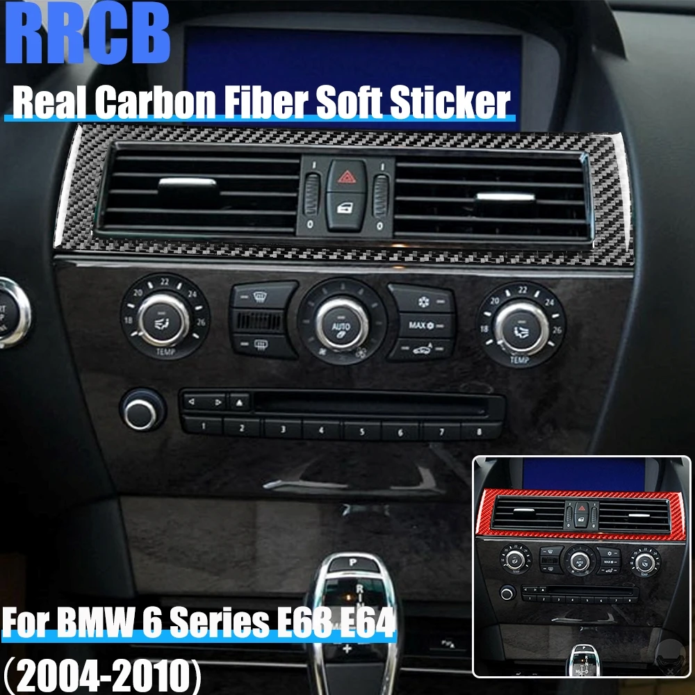 

Carbon Fiber Car Accessories Center Air Vent Trim Cover Soft Sticker for BMW 6 Series E63 E64 2004 2005 2006 2007 2008 2009 2010