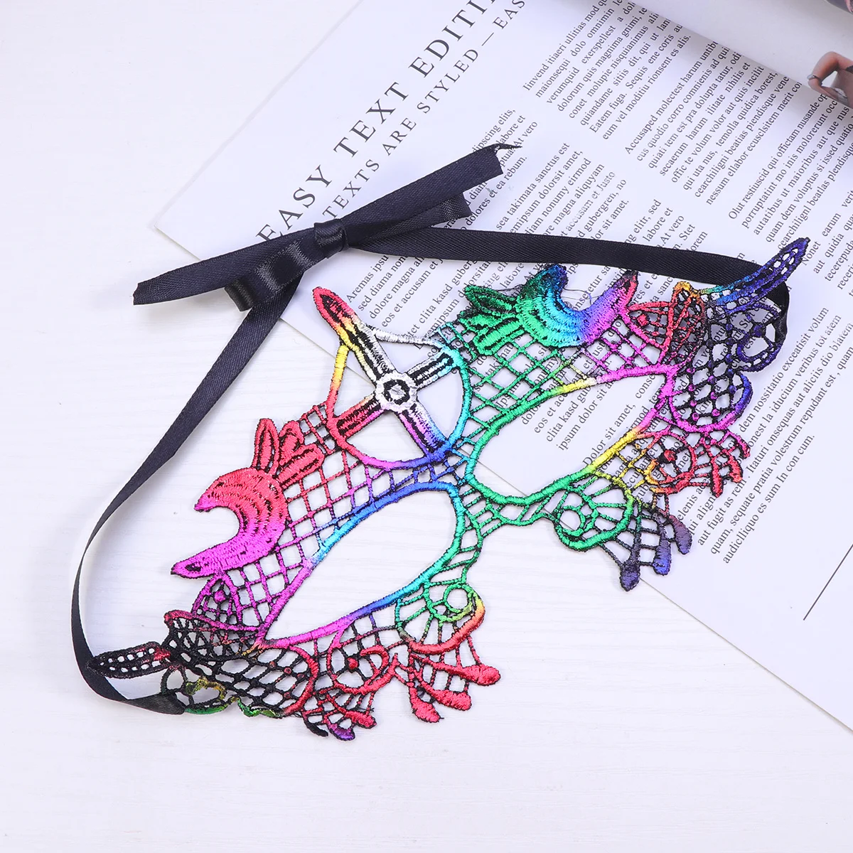 

1Pcs Lace Masquerade Eye Mask Dazzle Colour Hot Stamping Ribbon Ball Party Halloween Costume Valentine's Day Cosplay Mask