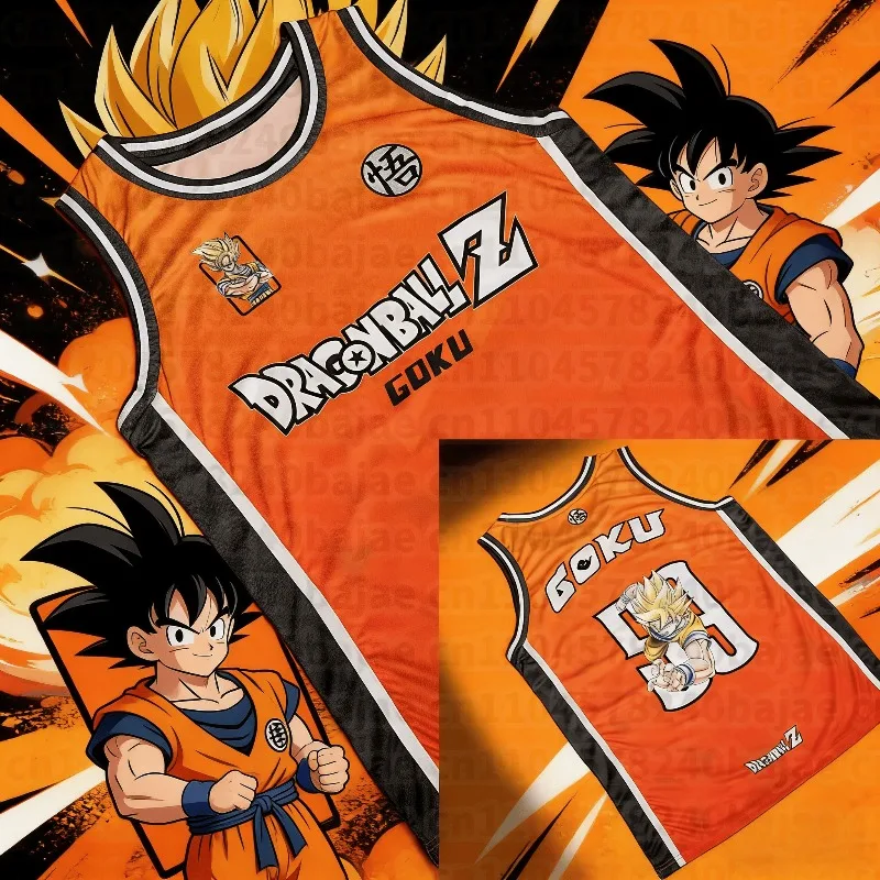 Nuevo Chaleco Temático Dragon Ball Z 2026, Camiseta de Anime para Coleccionistas, Jersey Naranja de Goku, Moda Oversize de Verano, Cosplay Bandai
