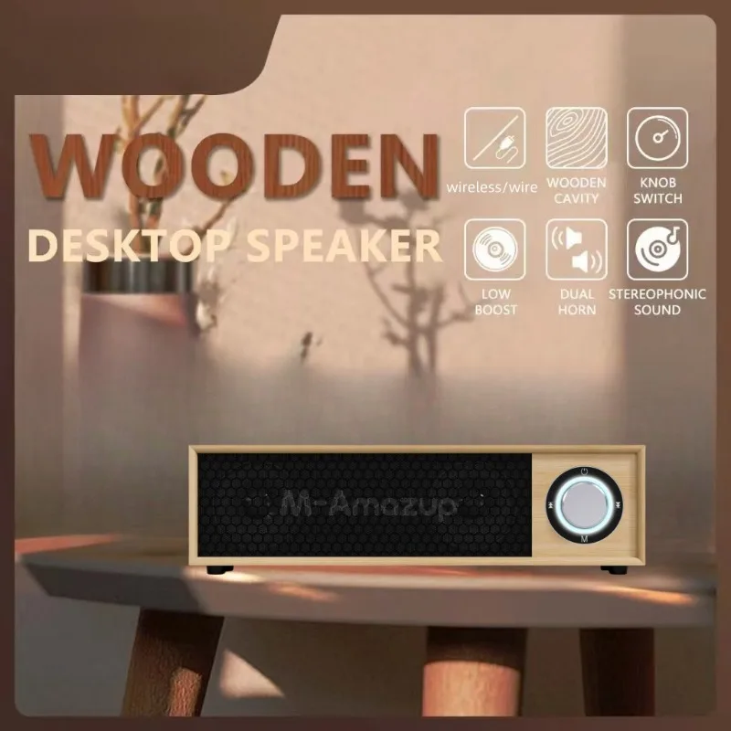 خشبية المنزل سطح المكتب مكبرات صوت بخاصية البلوتوث عالية الطاقة مضخم الصوت متعدد الوظائف الكمبيوتر مكبرات الصوت راديو FM TF بطاقة/U مشغل القرص