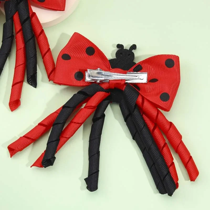 ncmama 2Pcs New Ladybug Hairpins For Women Girls Cute Curling Tassel Hairclip Hairgrips Barrettes Headwear Hair Accessories Gift