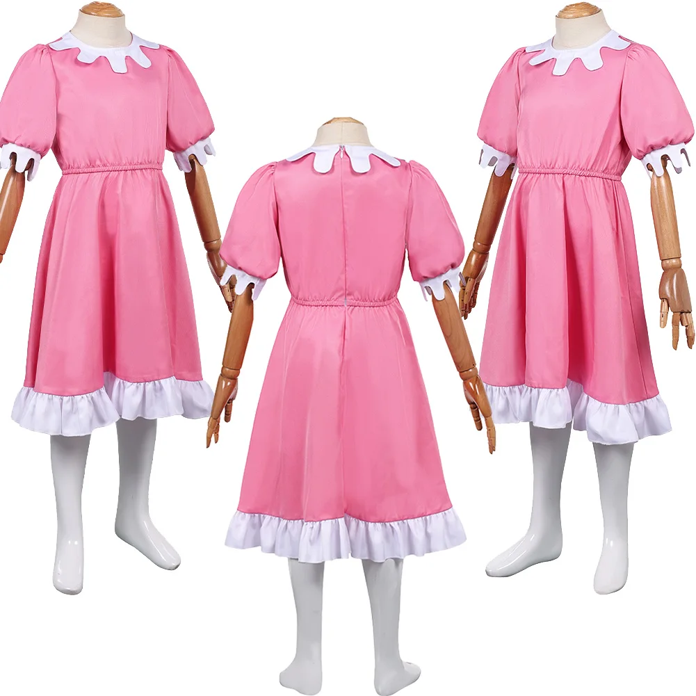 أطفال بنات كارتون ثلاثة سارق تيفاني تأثيري فساتين الوردي لطيف الأطفال لعب الأدوار تنورة هالوين كرنفال حفلة الزي البدلة