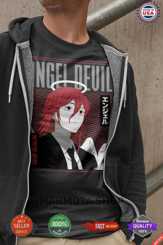 Angel Devil Chainsaw Man Shirt Anime Tee T-Shirt Pochita Manga Otaku Makima CSM