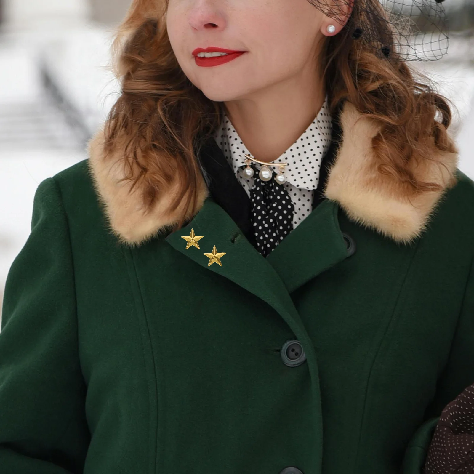 

1 set 1 Set Gold Five-Pointed Star Pin Lapel Brooch For Clothes Hats Backpacks Suit Accessory Independence Day Patriotic Badge