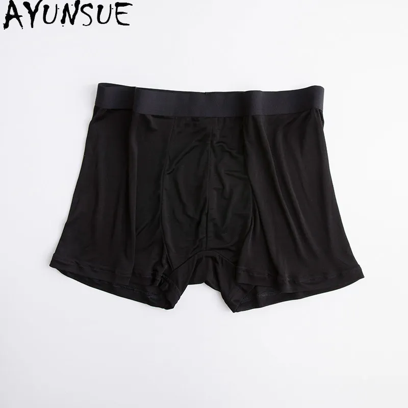 AYUNSUE Ultra Thin Breathable Men's Underwear 100% Natural Mulberry Silk panties Mid Waist Boxer Casual Wear Brief boxers hombre