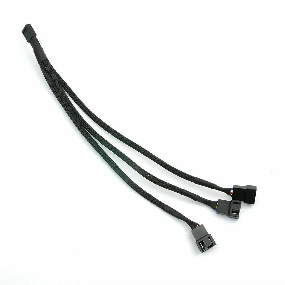 

Black 4Pin PWM Fan Cable Cooling 1 To 3 Ways Splitter Sleeved Extension Braided Cable