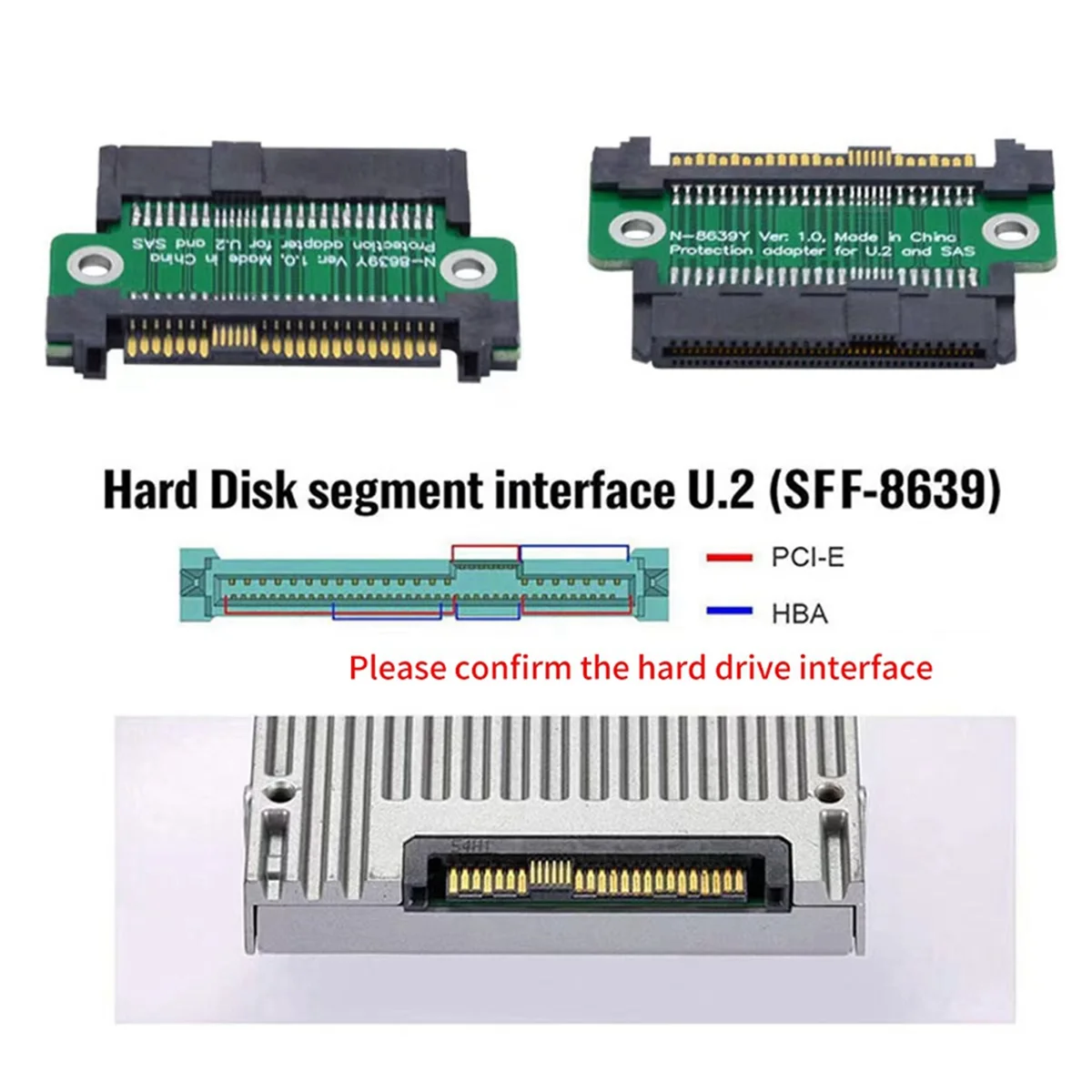 PCI-E إلى SFF8639 ذكر إلى أنثى SSD U.2 بطاقة تمديد SFF-8639 متعددة الوظائف 8639 ذكر إلى شاحن أنثي بطاقة