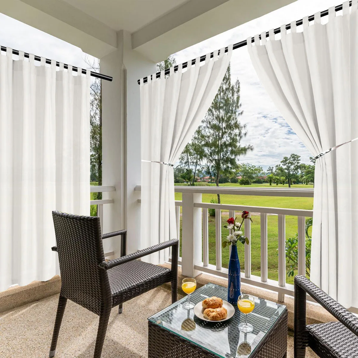 1PC, Waterproof Outdoor Curtains for Patio, Premium Privacy Weatherproof Tape top Outside Curtains for Porch, Pergola, Cabana image 3