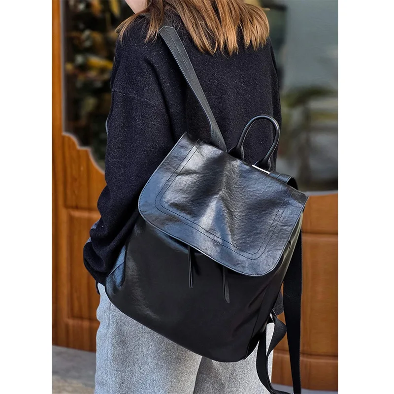 Vegetable-tanned Top-grain Cowhide Light Luxury Backpack New Work Commuting Large Capacity Men/Women Genuine Leather Backpack