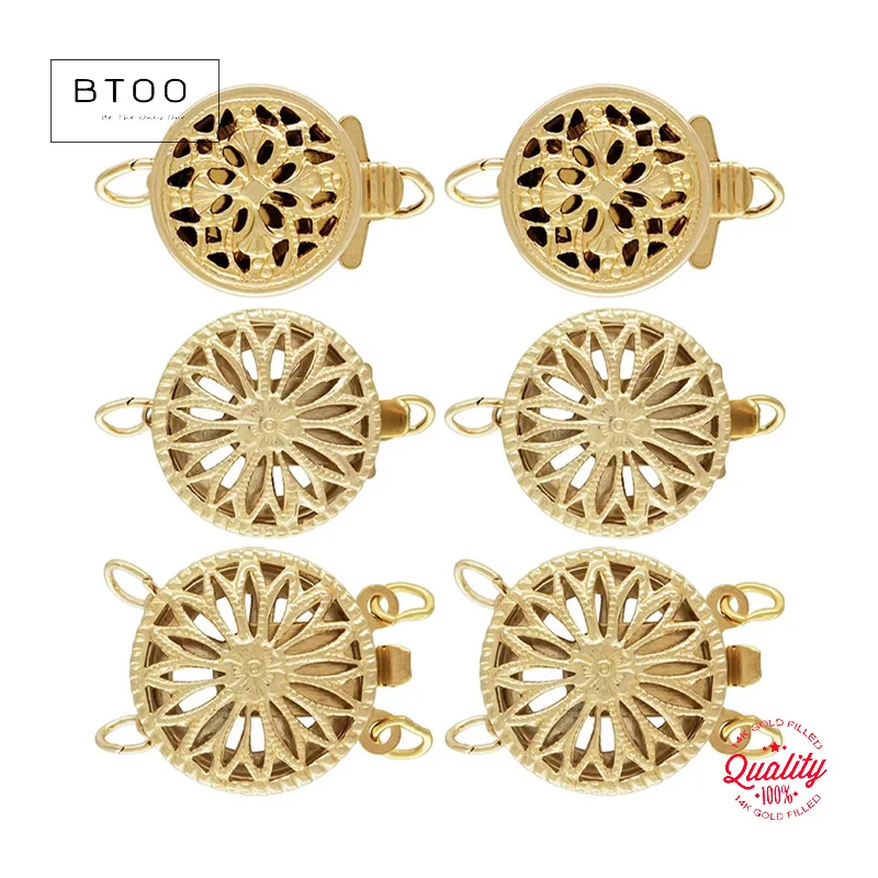 

14-каратное золото, круглая филигранная жемчужная застежка, кнопка 9 мм/12 мм, оптовая продажа, оптовая продажа для браслетов, ожерелья, изготовления ювелирных изделий