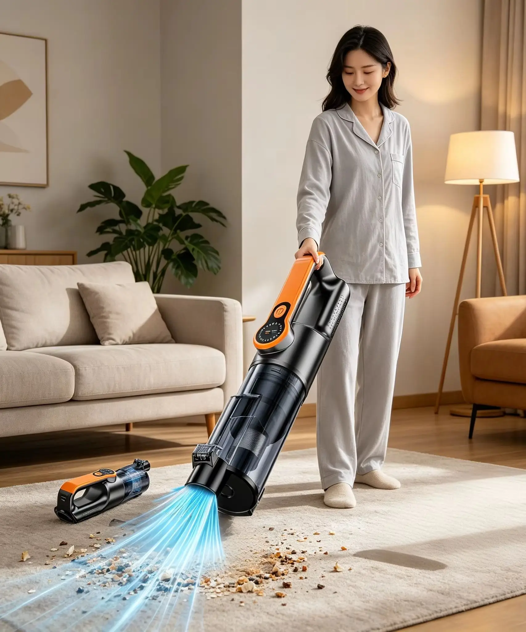 Multifunction Wireless Handheld Car Vacuum Cordless Handheld LED Lighting Chargeable Auto Vacuum for Home & Car Mini Cleaner