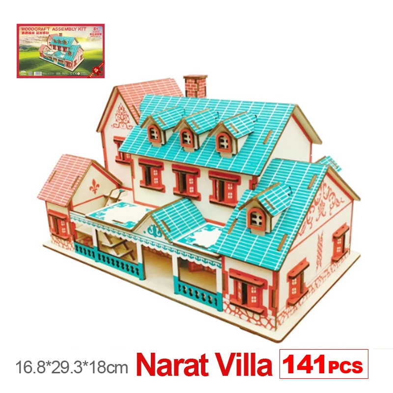 3d パズル Diy ハウスビルディング木製模型玩具ナラティヴィラ木製キットパズルゲーム組立玩具キッズギフト大人 p40