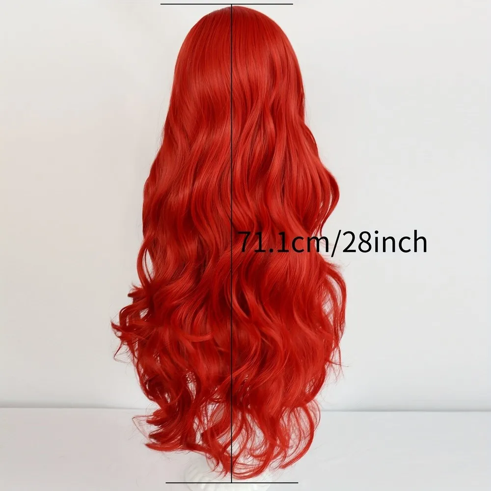 الألياف الاصطناعية المقاومة للحرارة الشعر الجانب جزء طويل شعر مستعار أحمر موجة شعر مستعار تأثيري