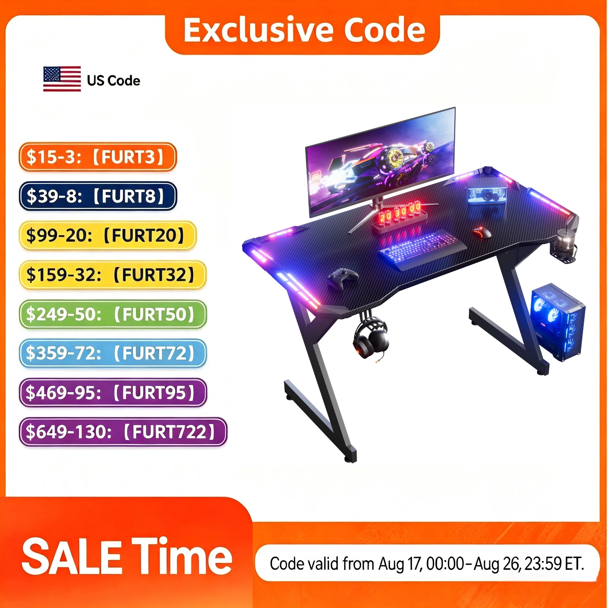 No Rgb Gaming Pc - Y‑Shaped Gaming Desk with RGB LED