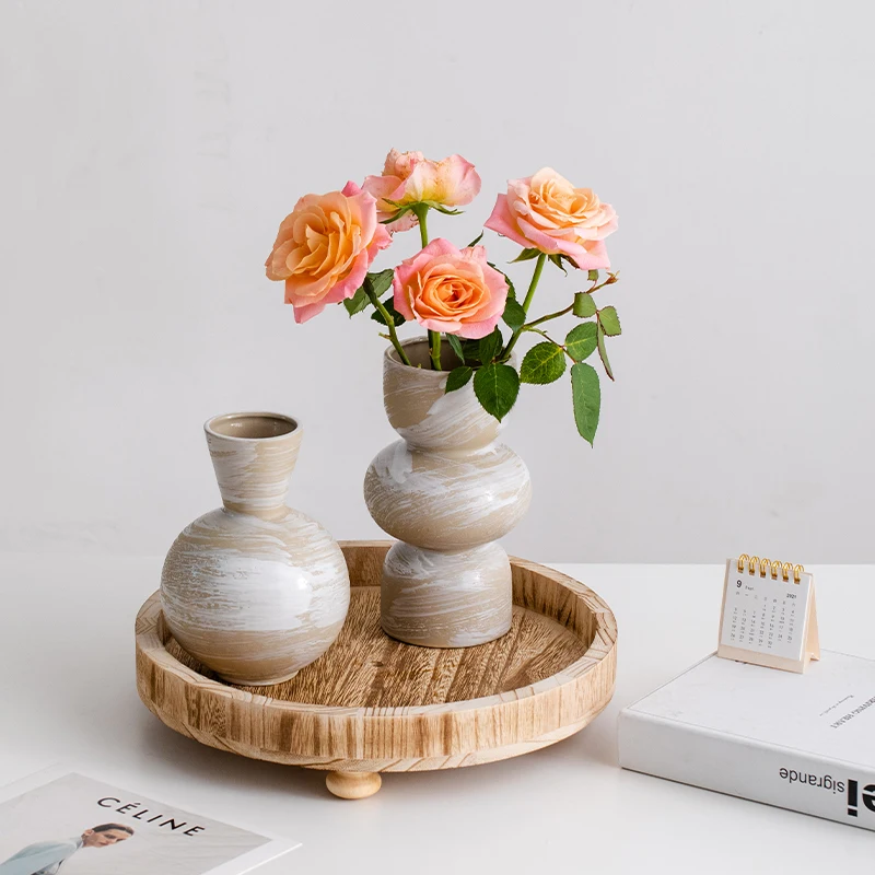 Wipe white retro style ceramic decoration dried flowers flower vase living room company entrance study arrangement