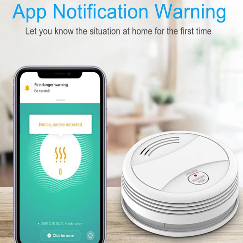 Wifi Tuya Rilevatore di fumo intelligente Sensore 80DB Allarme Rilevatore di fumo antincendio Wifi/433 Protezione antincendio Allarme di sicurezza domestica Smart Life APP