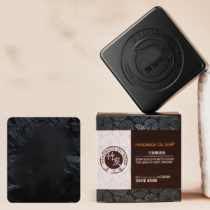 Black Bamboo Charcoal Soap Skin Care Face Body Clear Whitening Soap Remove Acne Deep Cleansing