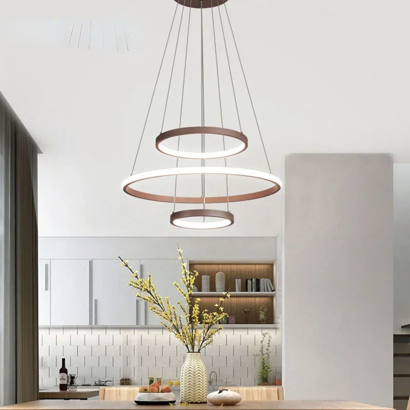 

Modern Led Chandelier 7 Circle Rings Ceiling Chandelier Lighting for Living Room Bedroom Kitchen Dining Room High Ceiling Lustre