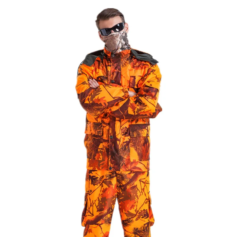 Outdoor Bionic Camoouflage Safari Suit Oversized Waterproof Orange BirdWatching Clothes Set Hunting Ghillie Suit 4XL A2F121