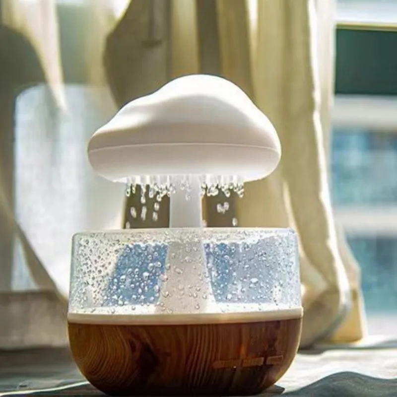 New Humidifier Mushroom Cloud Rain Humidifier Colorful Mushroom Cloud Raindrops Atmosphere Night Light Aroma Diffuser White Nois