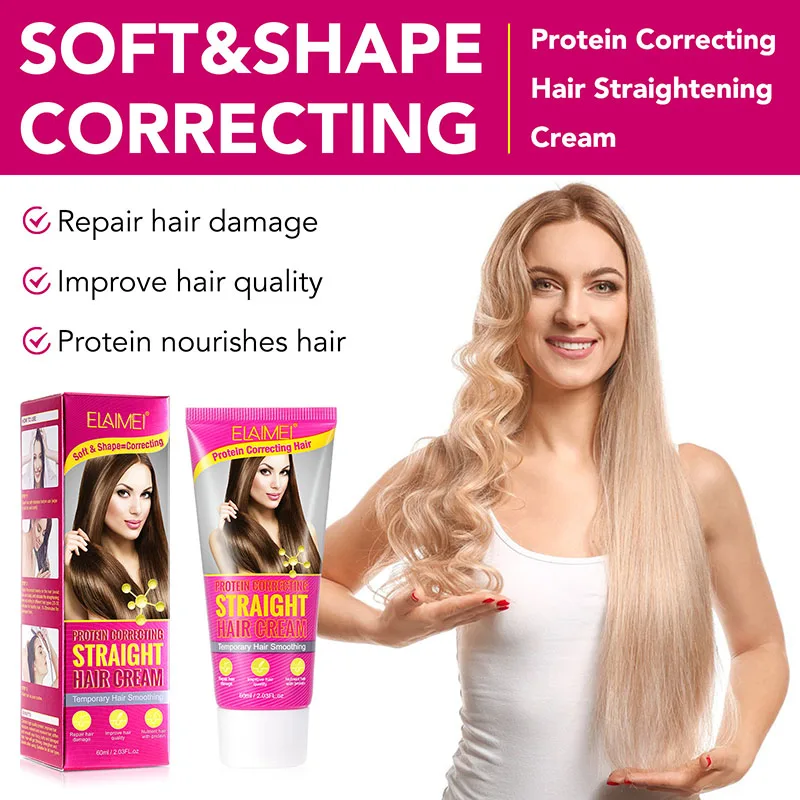 Keratin Hair Straightening Cream Professional Damaged Treatment Faster Smoothing Curly Hair Care Protein Correction Cream 60ml