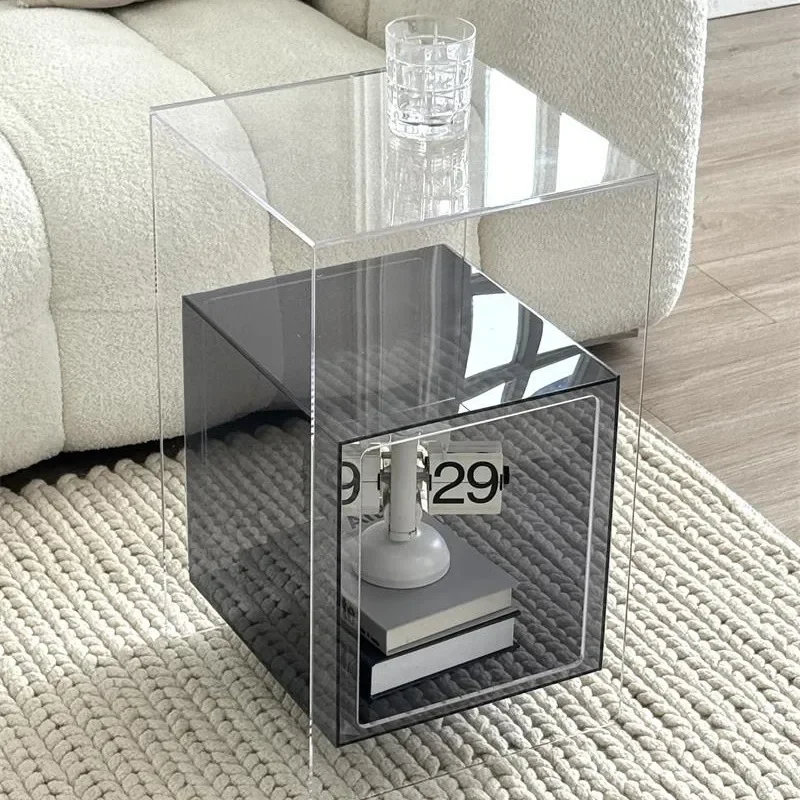 Modern Minimalist Side Table for Living Room Bedroom Hotel Luxury Metal Coffee Table Small Round End Table with Storage Rack