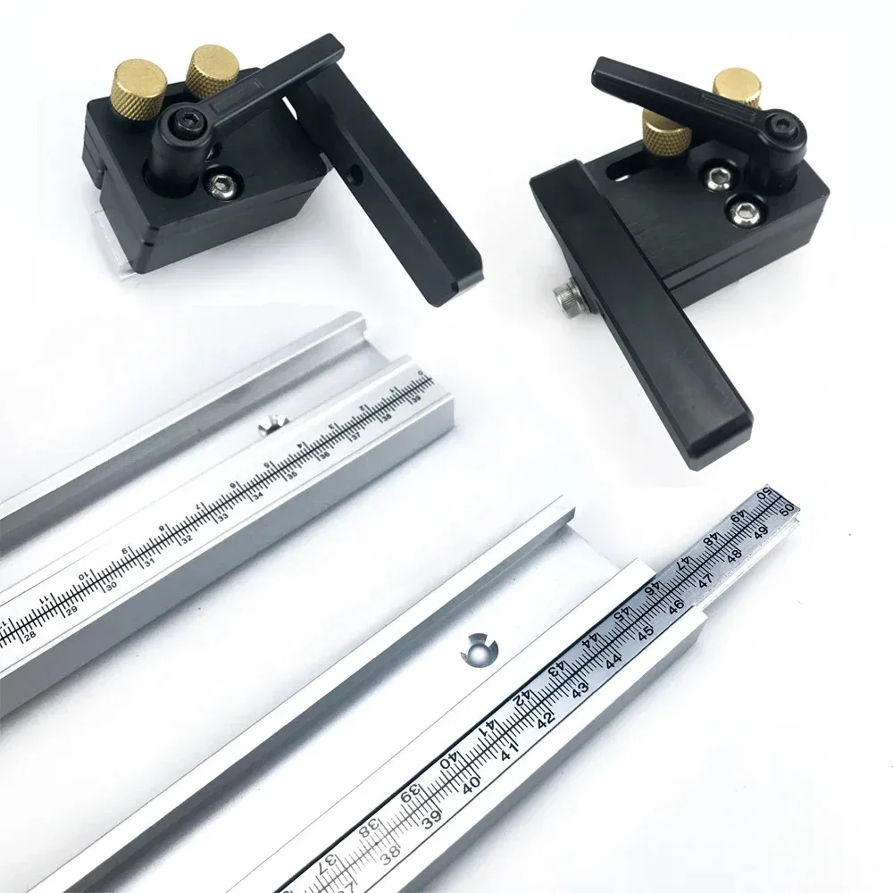 Imagem -02 - Track Stop Block Stopper Calha de Liga de Alumínio com Escala Bancada Faça Você Mesmo Rip Fence Tabela Circular Saw Pusher 45 tipo t