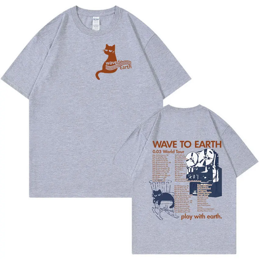 Onda para terra gato 0.03 turnê mundial t camisa das mulheres dos homens retro harajuku moda camisetas 100% algodão oversized camiseta y2k streetwear