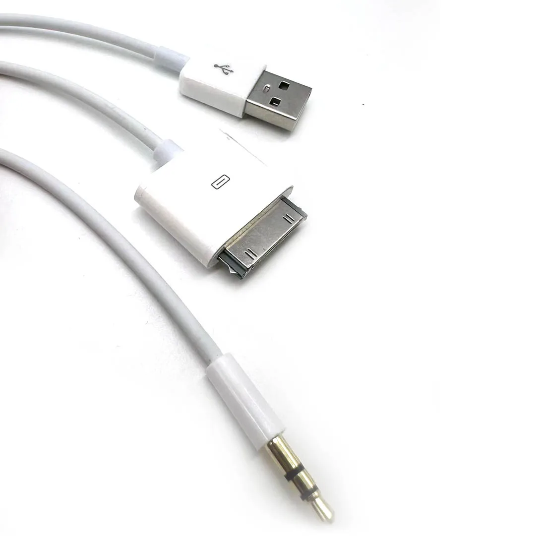 1pcs 30Pin to 3.5mm Car AUX Audio USB Charger Cable for iPhone 4/4S iPod Nano/ Touch iPad 2/3 Black/White view 3