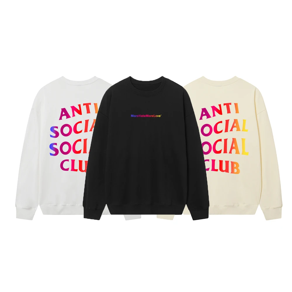 

Мужской свитшот ASSC с круглым вырезом, с буквенным принтом, градиентный цвет, осенне-зимний, повседневный, удобный, из смеси хлопка и полиэстера