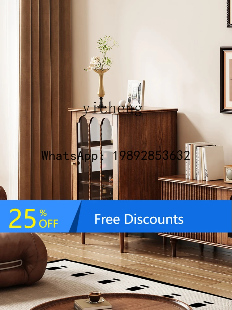 

ABC retro solid wood dining side cabinet living room wall storage storage American decorative wine cabinet