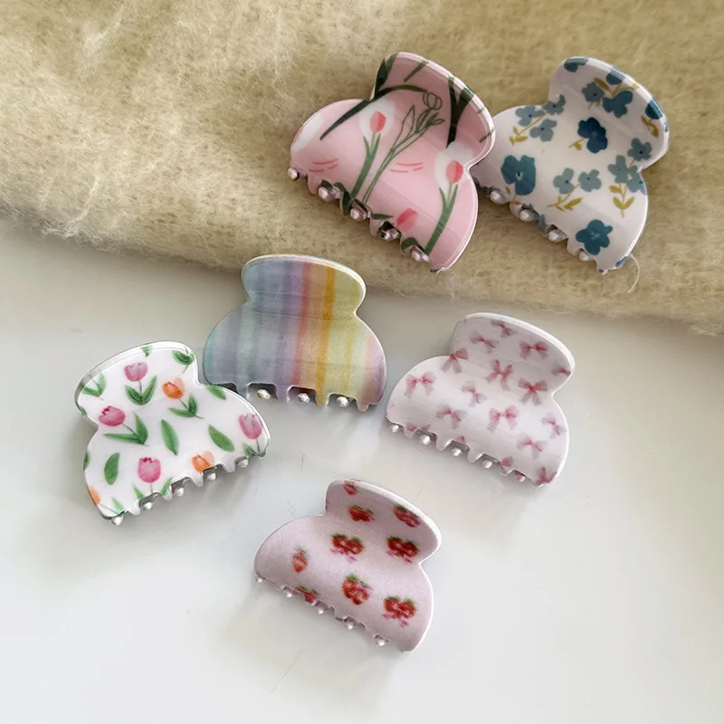 Broken flower series small grab clip advanced sense retro simple hairpin female back head hair accessories shark clip - view 4