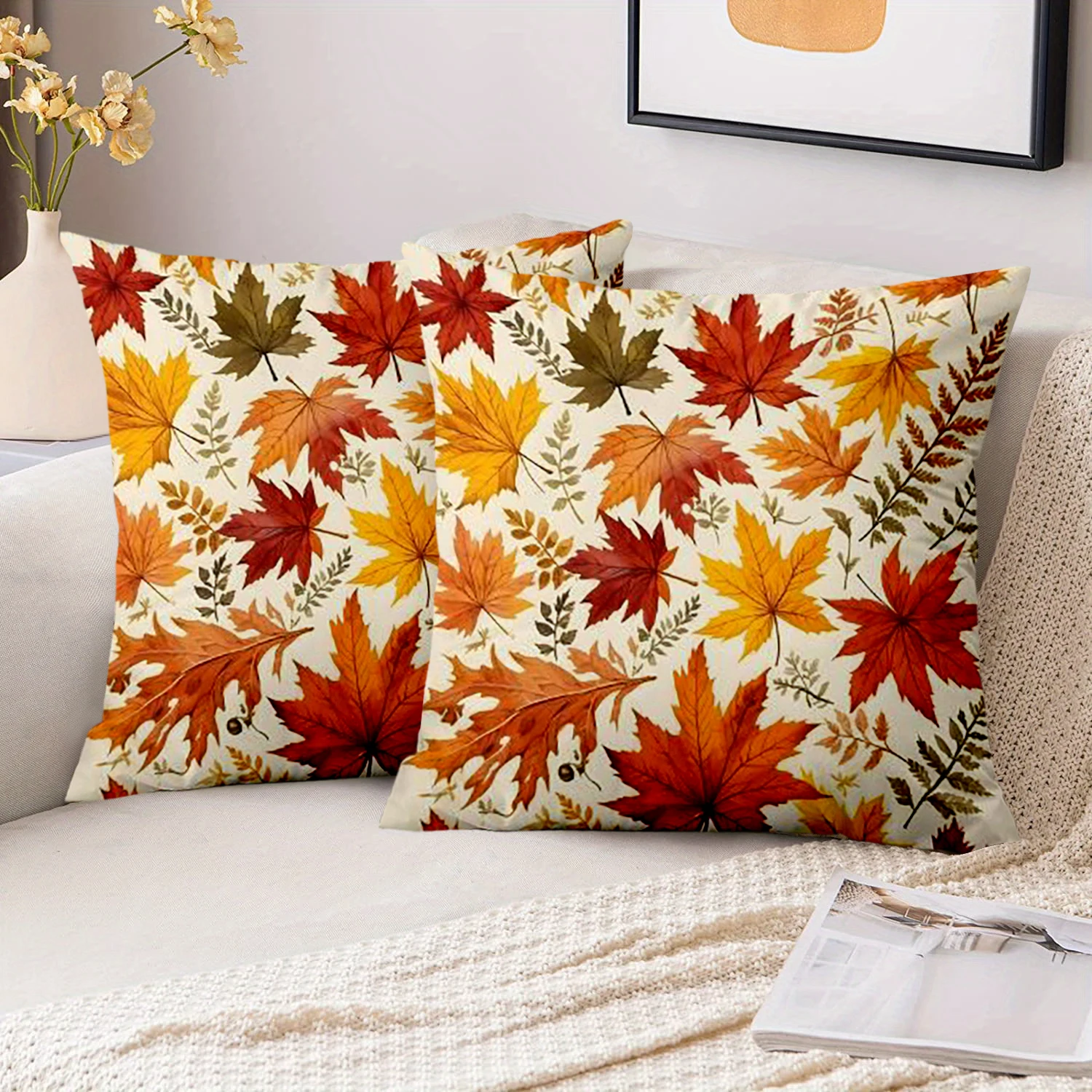 1 Pieces Autumn Leaf Patterned Decorative Throw Pillow Cushions Polyester pillowcase, sofa  cushion cov Headboard Pillow