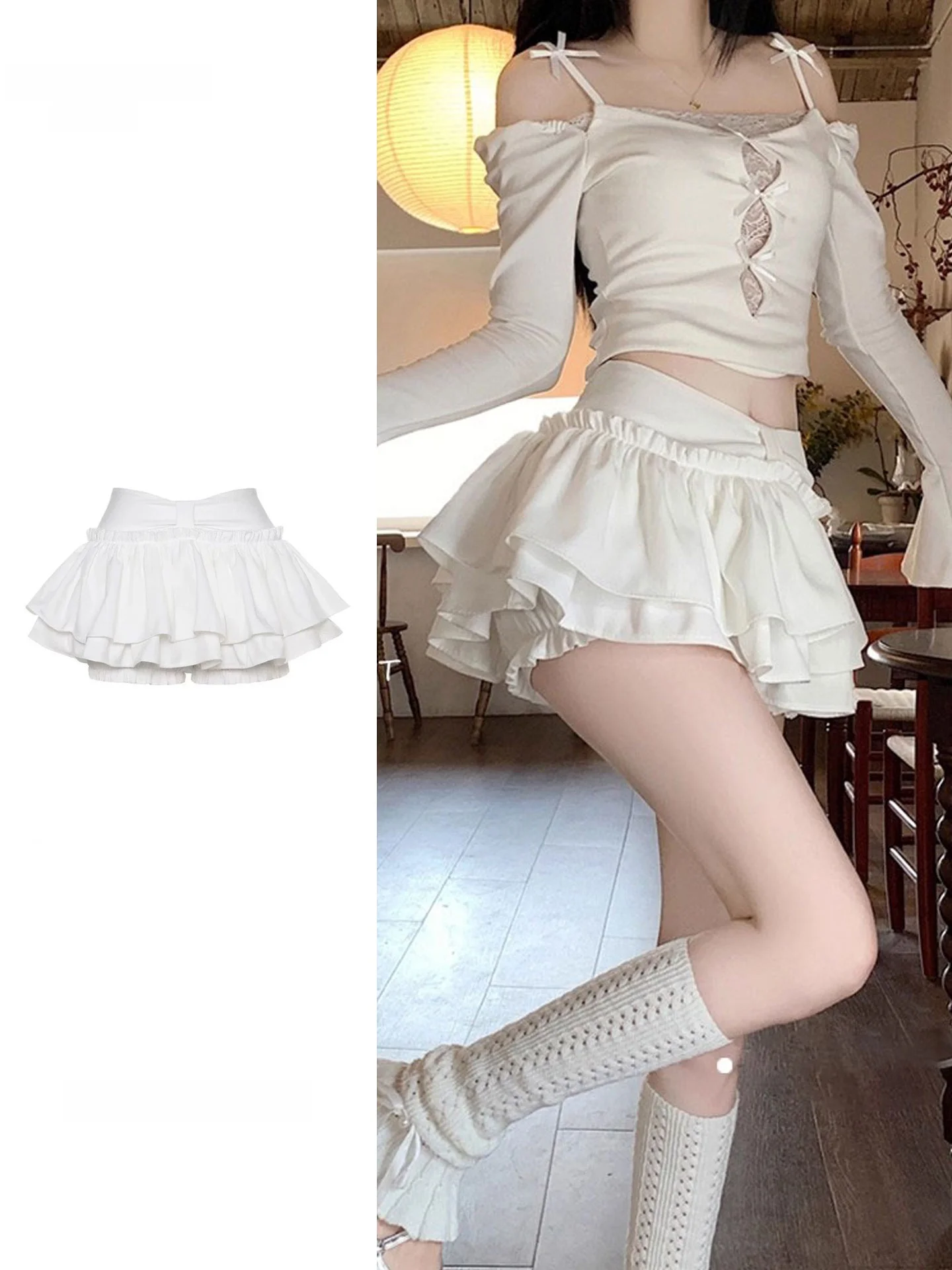 High Waist Fluffy  Skirt Women's Anti-Light Short Cake Skirt Casual Style Pure Color Ballet Style Hot Girl Skirt